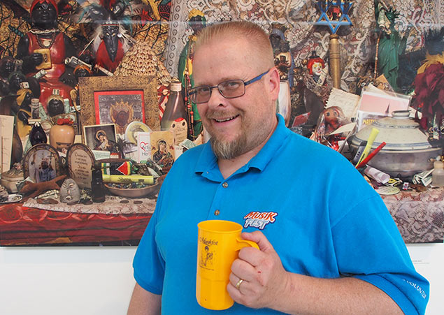 Musikfest Volunteer and Mug collector John Muscler with his favorite Musikfest mug.